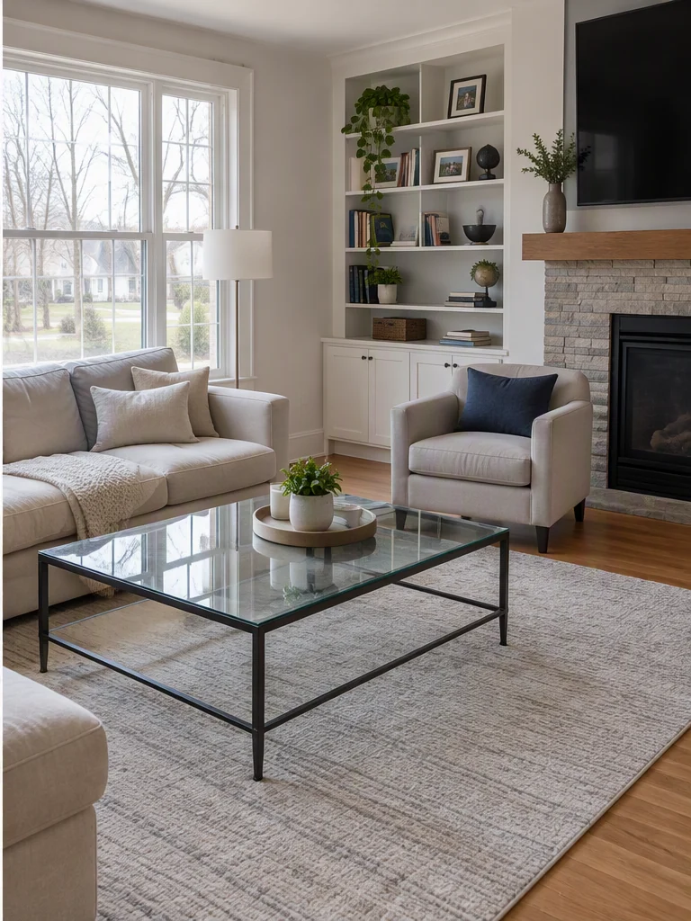 After illustration of living-room deep clean