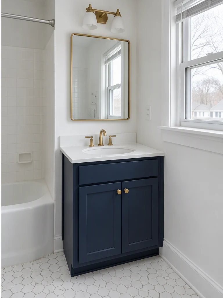 Illustration of a refreshed bathroom vanity