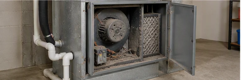 before visual concept for HVAC inspection and preventive maintenance