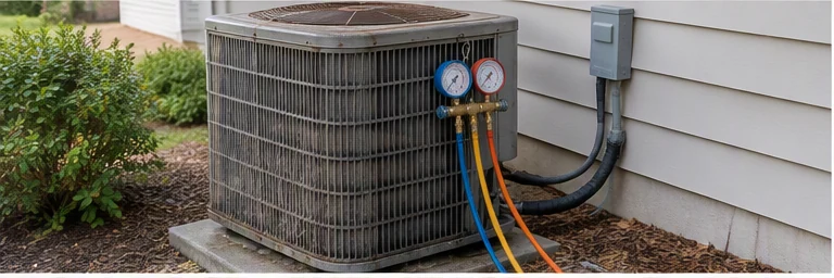 before visual concept for Refrigerant system inspection and pressure checks