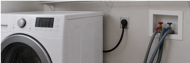 after visual concept for Dishwasher, washer, dryer, electric stove, and wall oven connections
