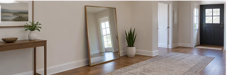 before visual concept for Mirror hanging