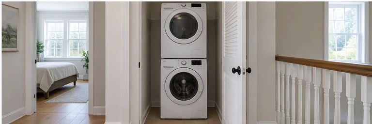 after visual concept for Stacked washer and dryer installation