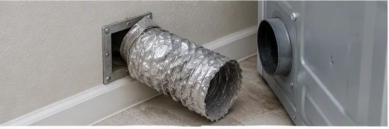 before visual concept for Dryer vent connection and replacement