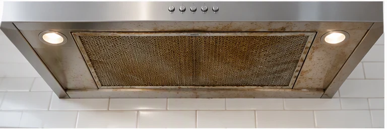 before visual concept for Range hood filter cleaning and replacement